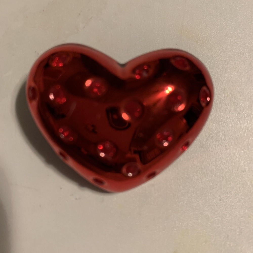 Red Heart with Red Rhinestone Pin Brooch and/or Pendant Signed "BEST"